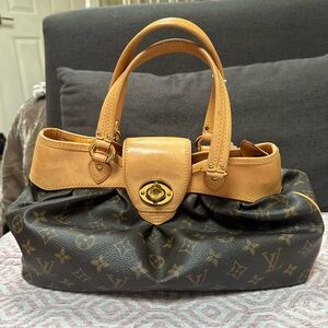 Louis Vuitton Black and Tan Shoulder Bag